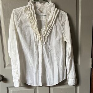 💥J. Crew White Ruffled Blouse 3/$30
